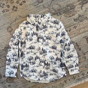 Janie and Jack Kids White and Blue Toile Shirt